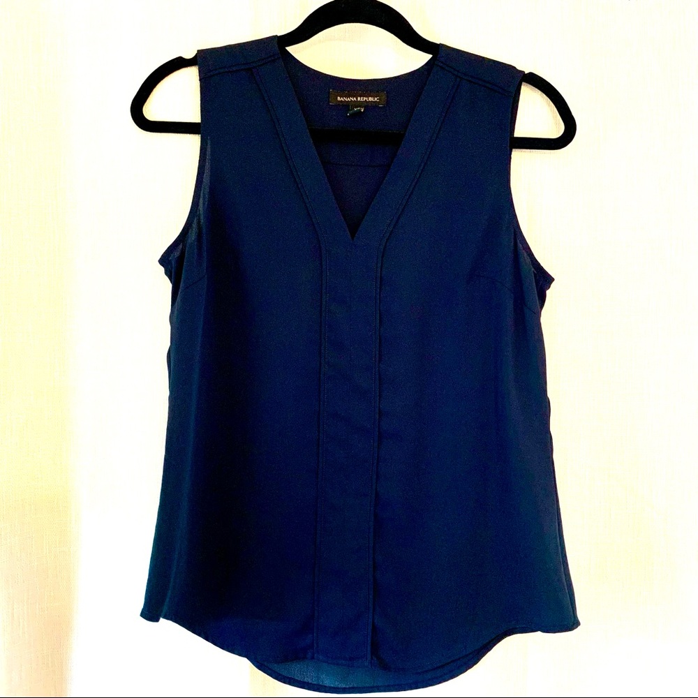 Banana Republic navy blue sheer sleeveless blouse